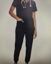 COZYFIT Scrubs for Women Set - Stretch V-Neck Jogger Pant with 9 Pockets Yog