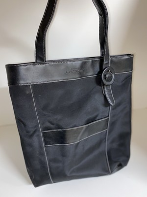 GIVENCHY Parfums PVC x Leather Tote Bag Black Striped Interior