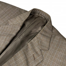 Canali Men s 100 Wool 2-Button Blazer Brown/Blue Plaid Italy 46R US 56 EU