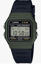NEW CASIO F-91WM-3AJH Olive Green Case / Black Strap from Japan Fr/s