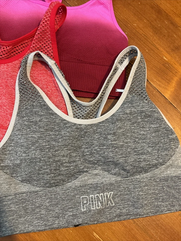 Lot 3 PINK Red, Gray, And Pink Sports Bra Sz XS #3008 - Image 3 of 4