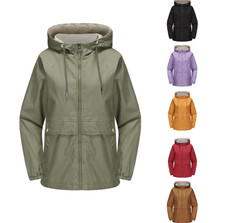 New Women Spring-Autumn Outdoor Drawstring Hooded Trench Coat Thin Casual Jacket