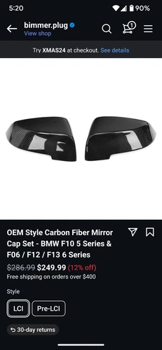 Authentic BMW F10, F06, M5, M6 Carbon Fiber mirror Caps (Brand New) $200 OBO