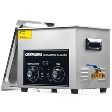 CREWORKS 10L Ultrasound Cleaning Machine with Heater and Timer, 240W Stainles...