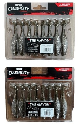 2 Packs RAPALA ' CRUSH CITY ' THE MAYOR ' Green Pumpkin Disco' 3'' Salt Infused