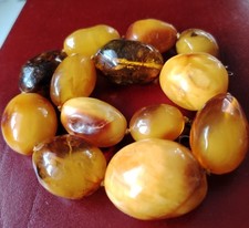 Butterscotch Bernstein Oliven Kette XXL Egg Yolk Amber Natur Bernstein