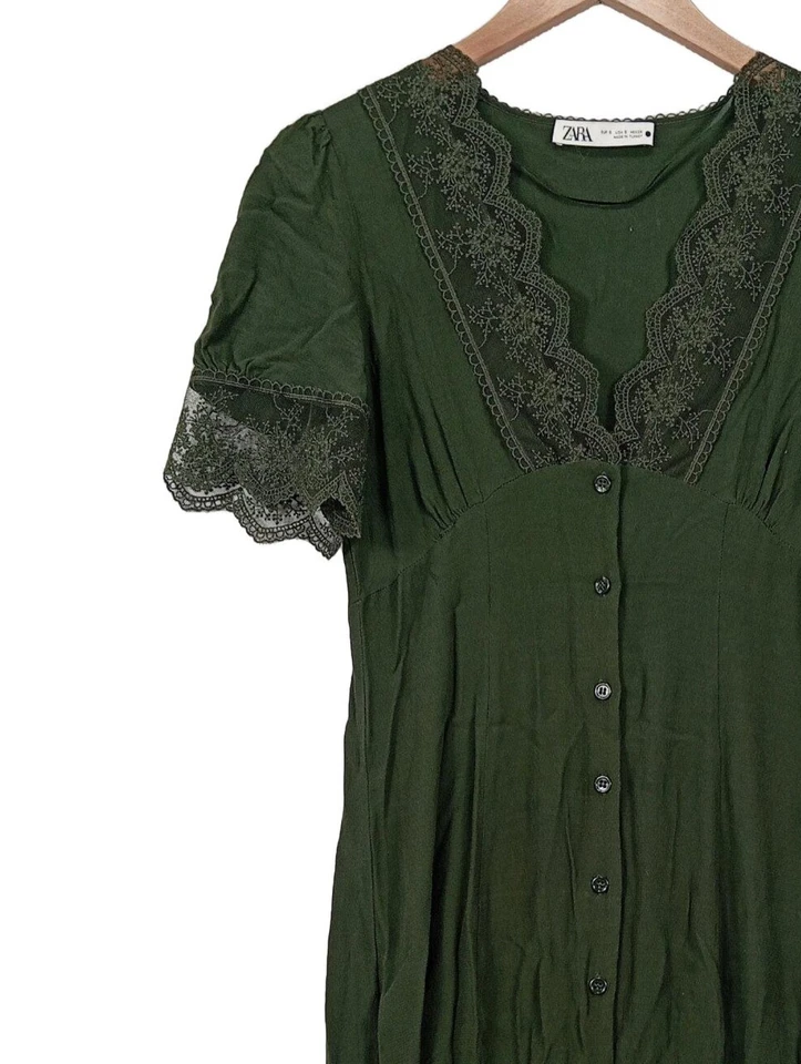 ZARA Robe chemisier Dames Robe T EU 36 vert style décontracté - Photo 3/4