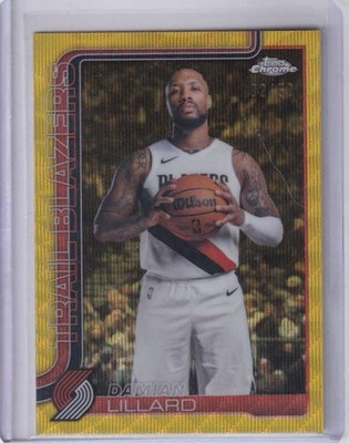 2025-26 Topps Chrome Update #46 Damian Lillard Gold Wave Refractor #/50