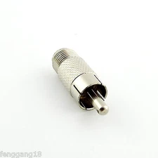 F Coaxial Coax Female Jack to RCA Male Plug Straight TV Adapter Connector Nickel