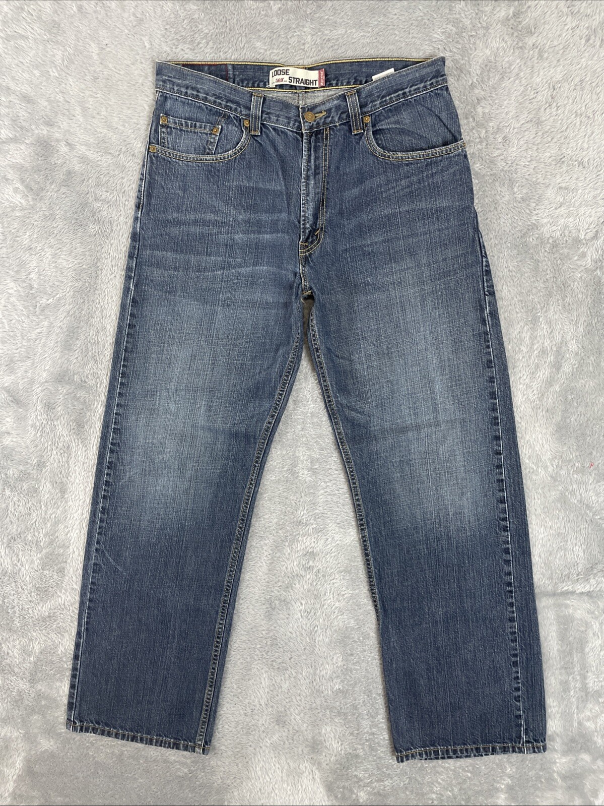 Levis 569 Jeans Men's 34x31.5 (Actual) Blue Loose Straight Cotton Denim Pants