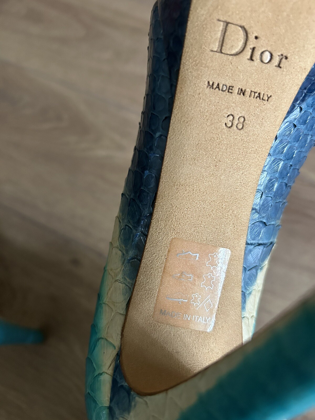 Dior Multicolour Python Texture Leather Peep Toe … - image 9