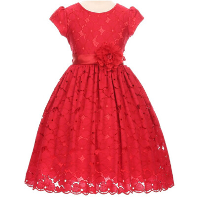RED Size 4 Summer Floral Lace Girl Dress Party Birthday Bridesmaid Recital  | eBay