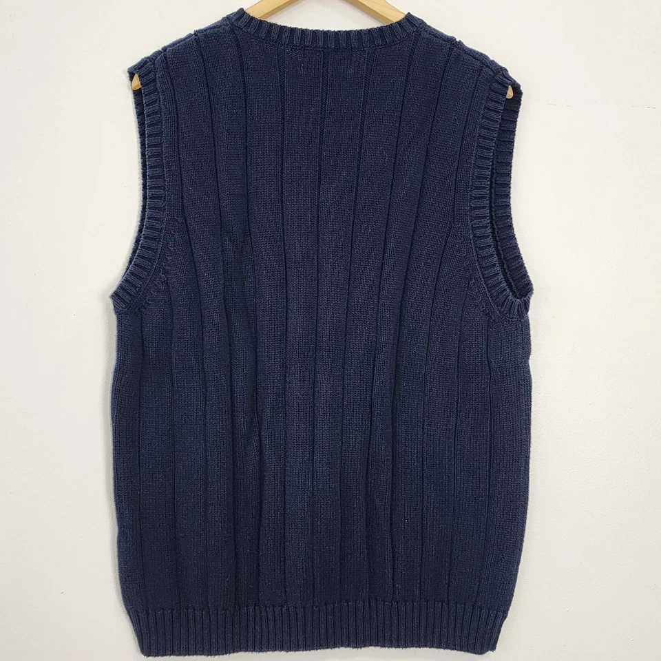 VTG Eddie Bauer Cotton Rib Knit V Neck Sweater Vest Academia Preppy Mens Fashion - Image 2 of 4