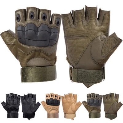 Motorradhandschuhe Halbfinger Herrenhandschuhe mit PU-Leder-Softshell Fingerlose - Bild 1 von 4