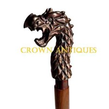WALKING STICK Rare Victorian Dragon Handle Cane, Handcrafted Wooden Cane,
