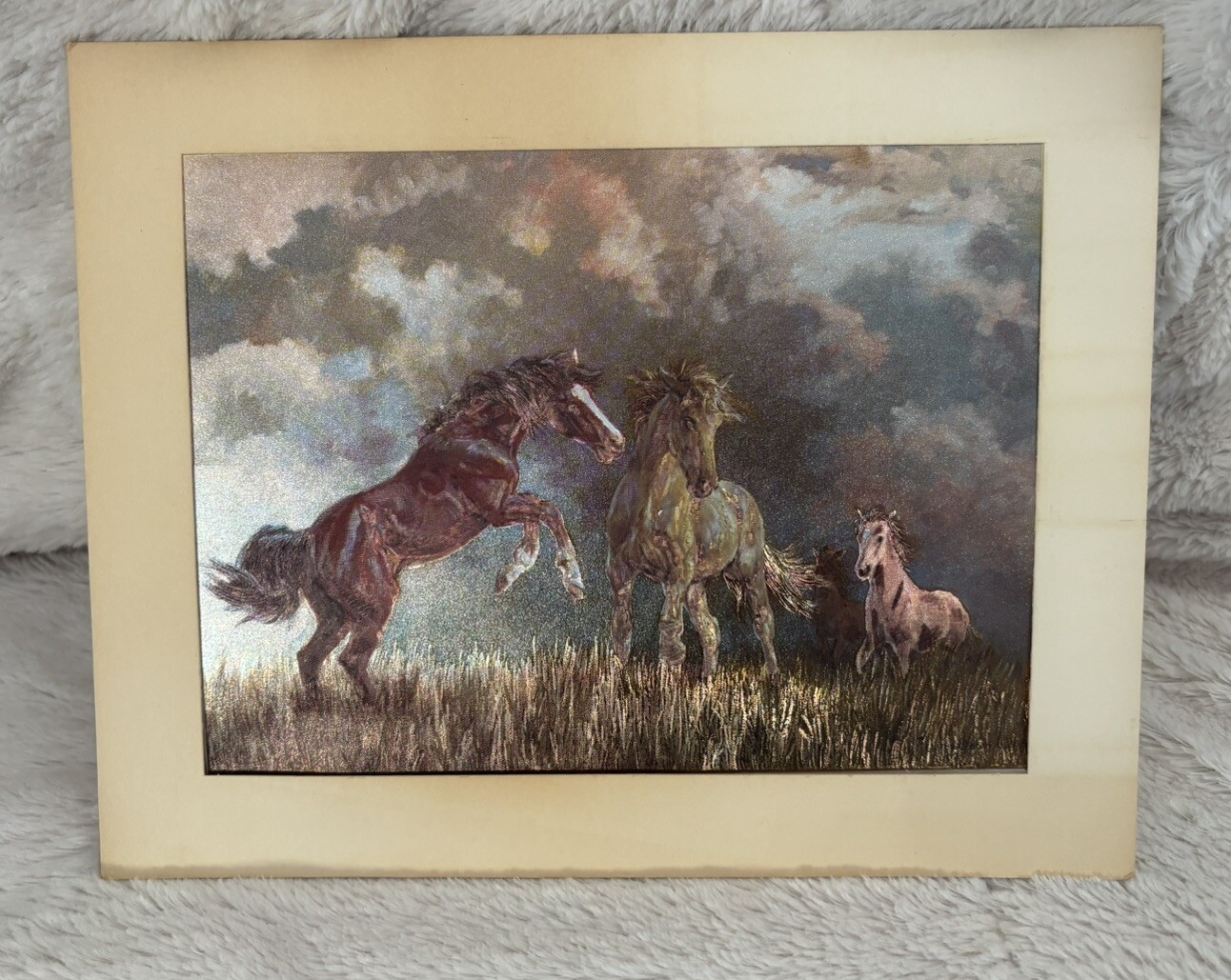 Foil Print Dufex Equestrian Horses In A Field By Rosemary Sarah Welch