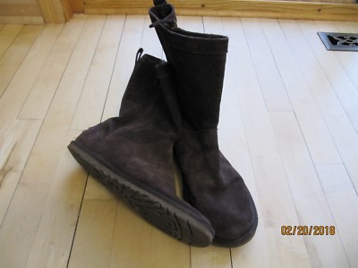 UGG Australia Lo Pro Short Perf Suede Floral Side Zip Boots Brown Women 9 