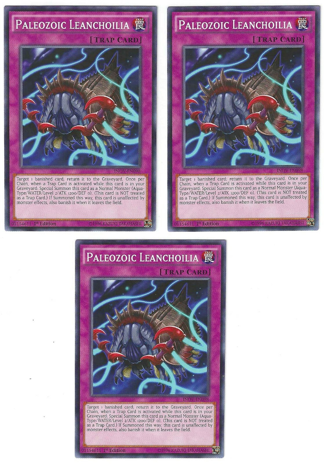 X3 YUGIOH PALEOZOIC LEANCHOILIA INOV-EN098 COMMON 1ST NM | eBay