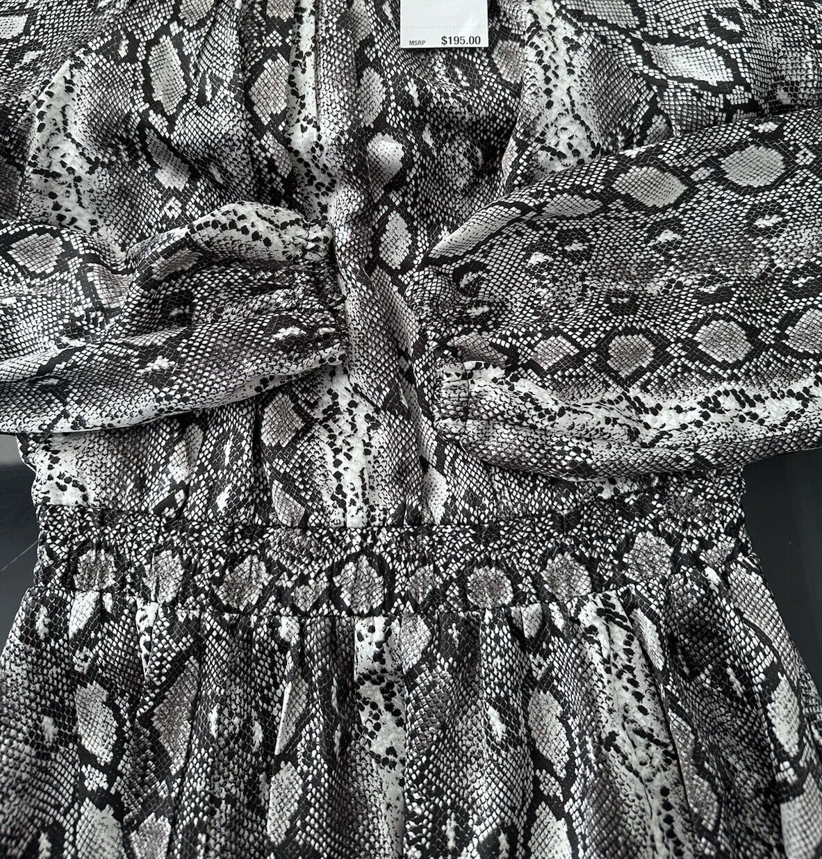 Abito donna Michael Kors pelle di serpente stampa catena scollo argento nero taglia M