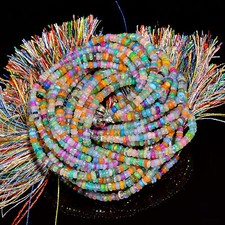 Multi Ethiopian Opal Gemstone Roundel Shape Smooth Beads 4X4X2mm Strand 8" EB700
