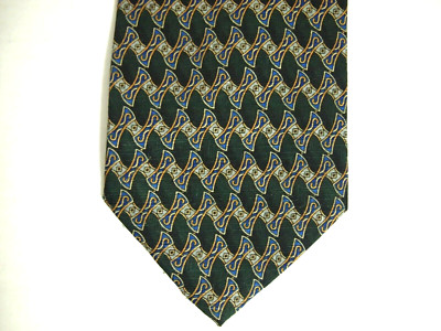 Samuel Broome Studio Mens Necktie Tie Green Blue Geometric 61'' Long