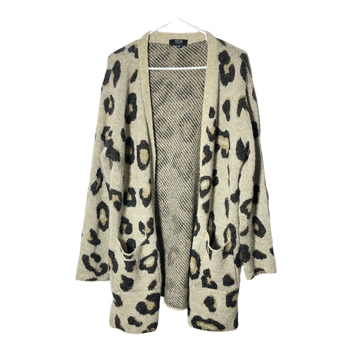 acrylic knit animal print open cardigan 