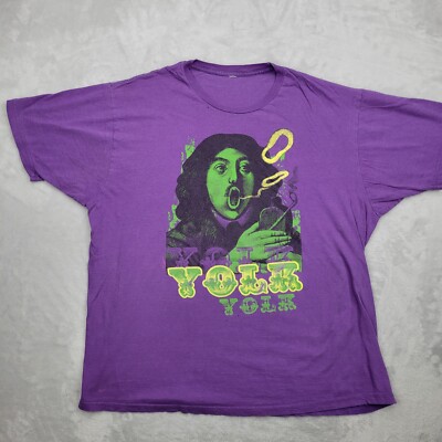 Yolk Shirt Mens Extra Large Purple Crewneck Shakespeare Poet Pipe Smoke Adult XL