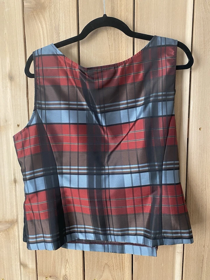 Traje Pantalón Preception 3 piezas Negro con Cuadros Rojo/Azul Talla 18 Nuevo sin Etiquetas Foto 4 de 4