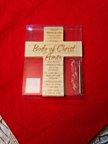 "FIRST COMMUNION STANDING CROSS" Wood 4X5"H White, Beautiful Wording