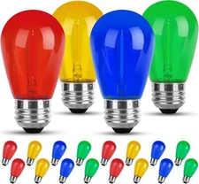 Colored Led String Light Bulbs16 Pack for Replacement S14 MultiColor Bulb w