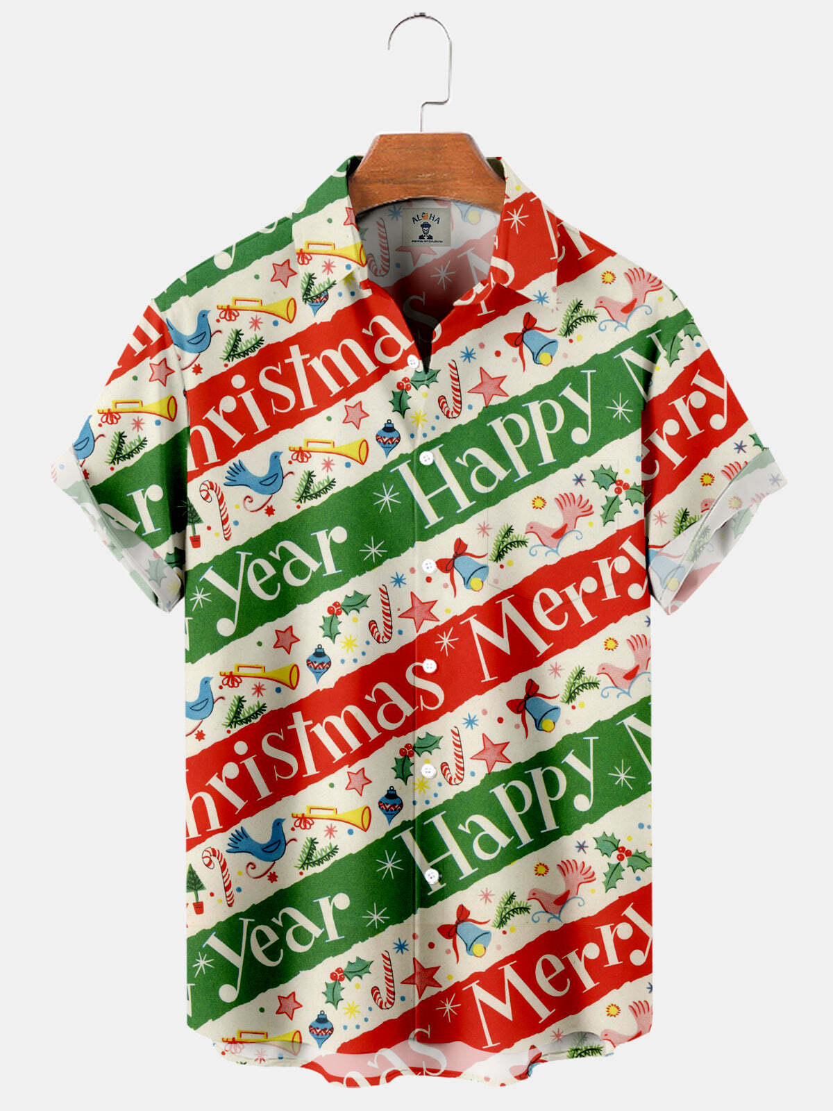 Merry Christmas And Happy New Year Contrast Colors   Hawaiian Shirt