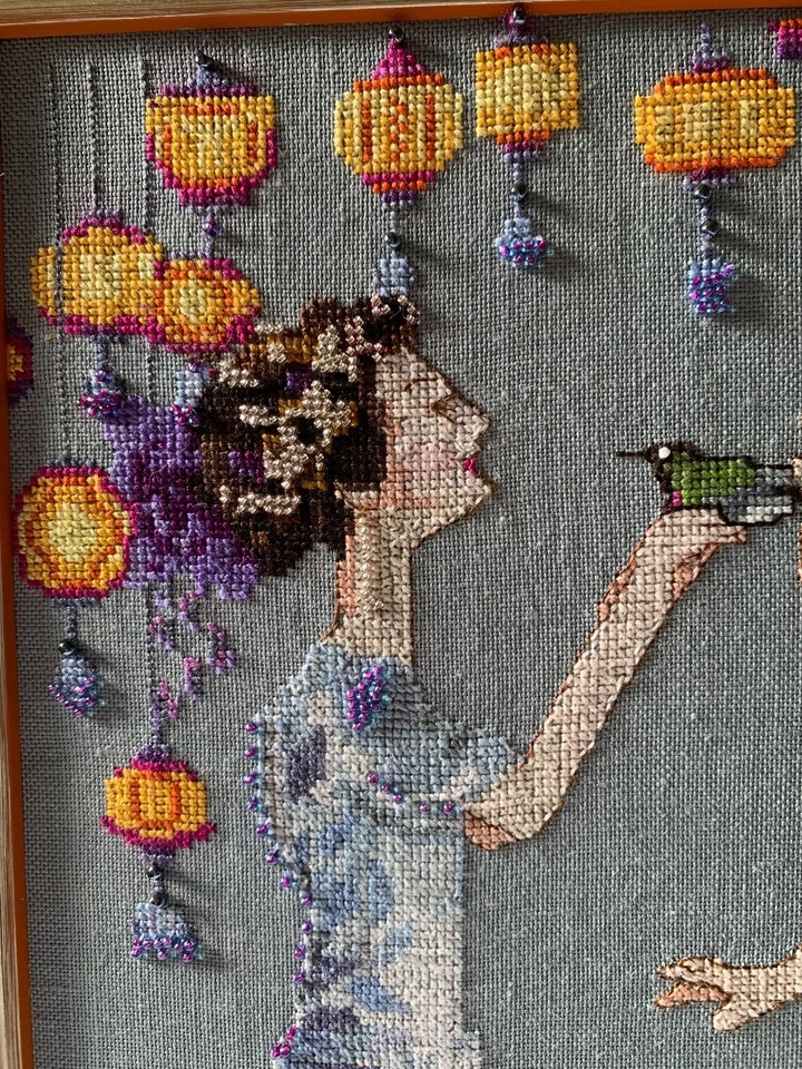 Mirabilia *THE GARDEN PARTY* Completed Finished Beaded Framed Cross Stitch - Image 3 of 4