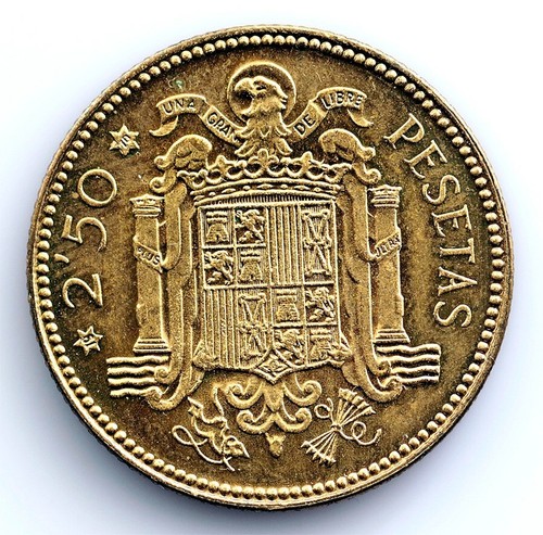 Franco. 2,50 Pesetas. 1953*19-70. Madrid. Procedente Tira FNMT. 7 g. Escasa - Picture 2 of 2