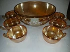 Vintage EGG NOG SET Punch Bowl set Marigold Carnival Glass