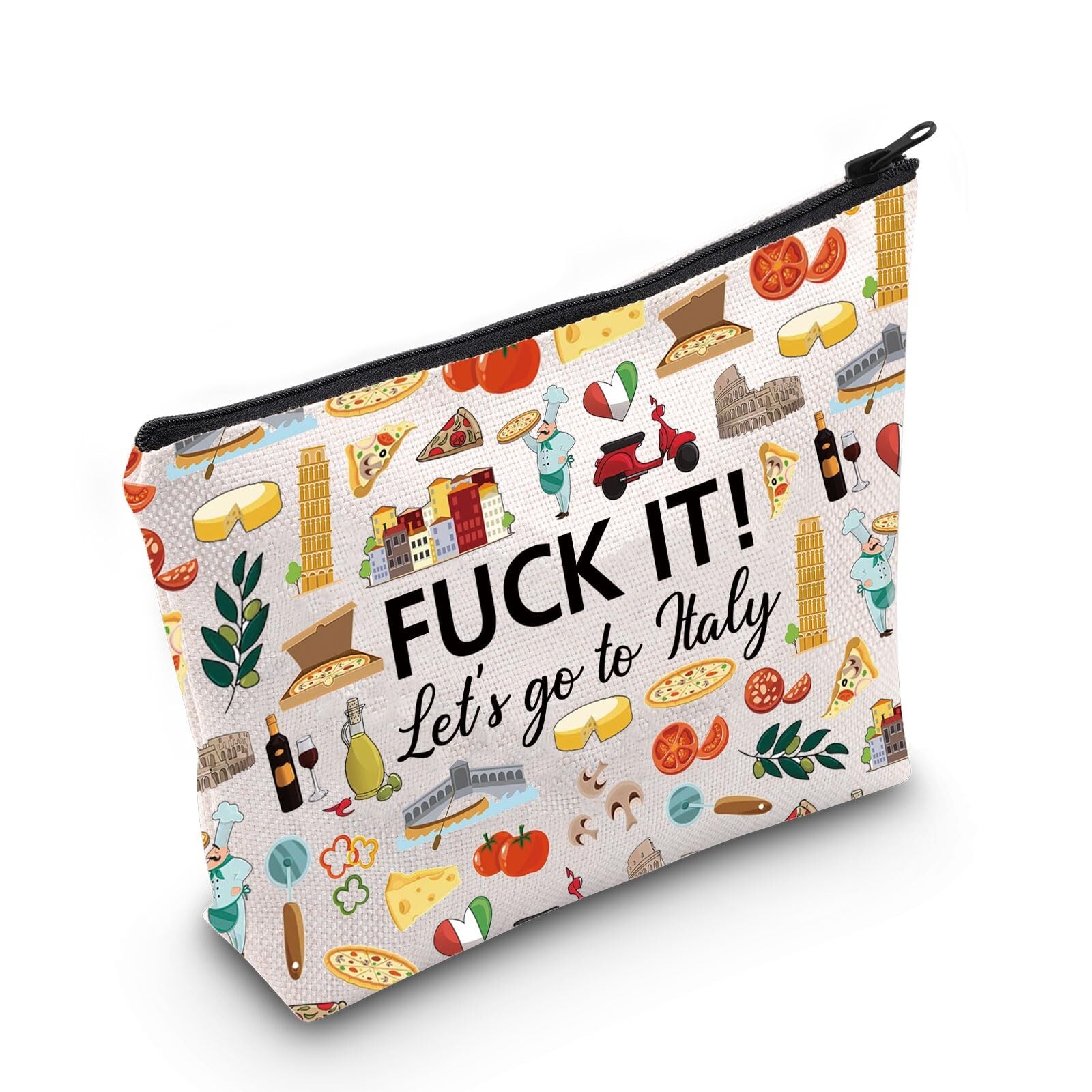 MNIGIU Italy-Themed Cosmetic Makeup Bag Travel Pouch for Women Girls