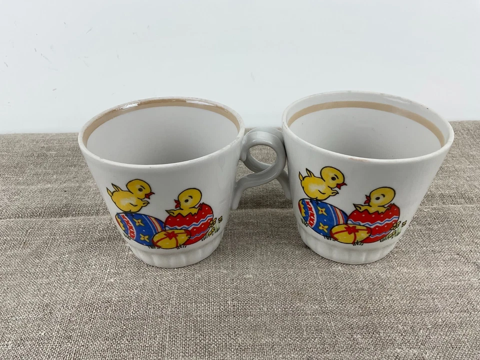 Antiguo Juego de 2 Tazas de Café Pequeñas Tazas de Té de Porcelana Ucraniano Vintage Regalo de Pascua Foto 4 de 4