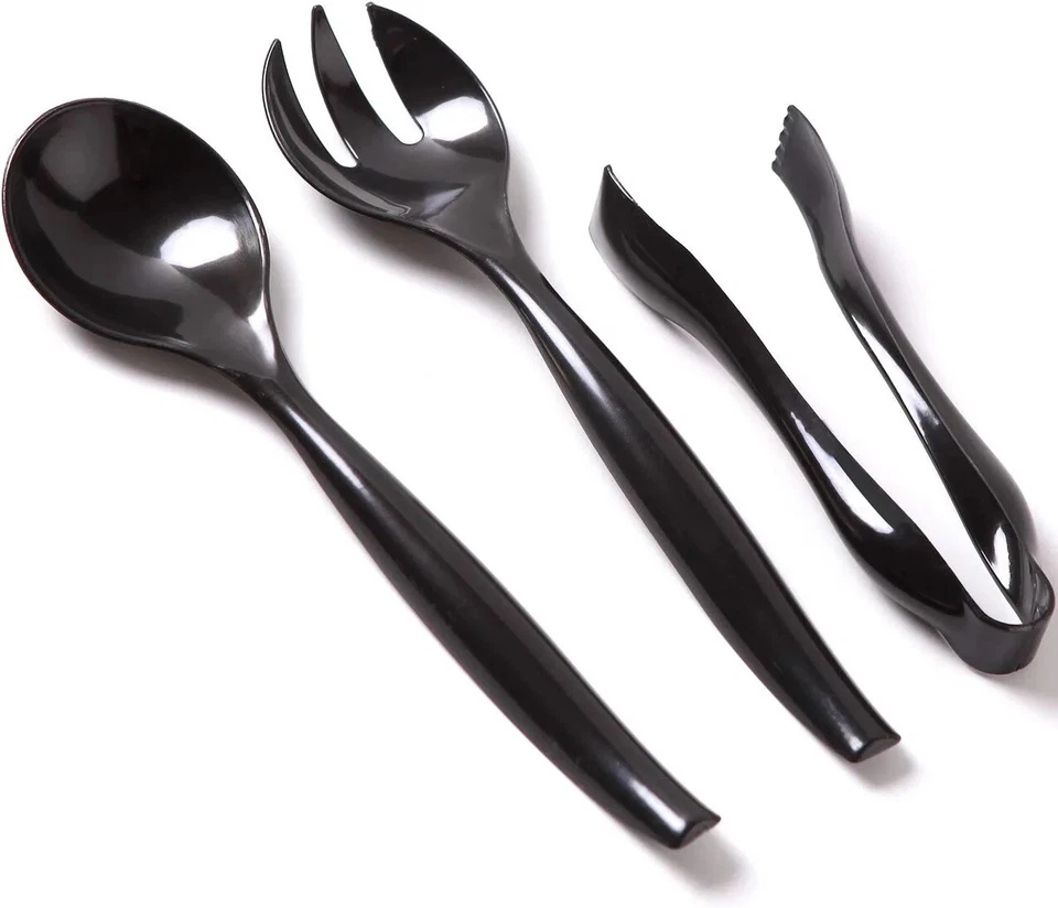 Disposable Plastic Serving Utensils 10" Spoons and Forks 6" Tongs - 18 Pack - Image 3 of 4