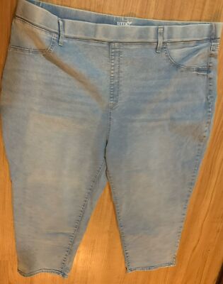 TERRA SKY Pull On Capri Jeans Stretch 4X (28W-30W) Faux Zipper Front  Pockets 061