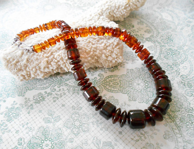 Chunky DTR Jay King Sterling Silver Amber Beaded Necklace  64NZ23