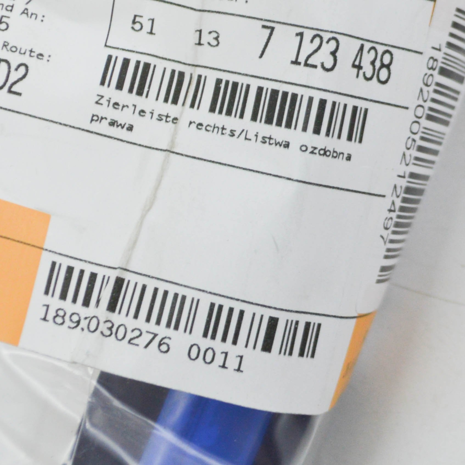 MINI R52 Convertible Top Rear Right Trunk Molding 51137123438 NEW  