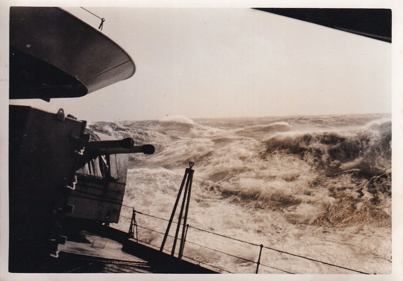 PHOTOGRAPH - HEAVY SEA FROM THE DECK OF THE LIGHT CRUISER HMS DESPATCH - 1935