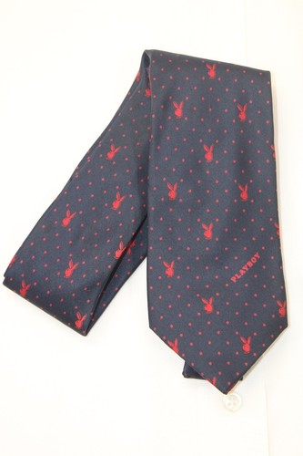 Vintage Playboy Bunny Logo Silk Tie Blue Red Mens Necktie Italy - 第 7/8 張圖片