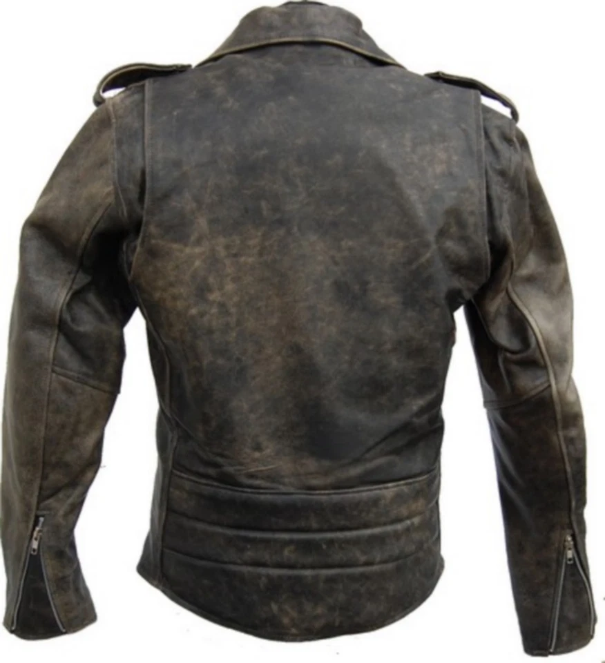 LEDERJACKE ROCKABILLY CHOPPER CAFE RACER JACKE ROCKER in ANTIKLEDEROPTIK -braun - Bild 2 von 3