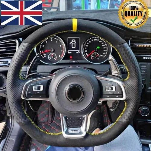 Volkswagen Golf MK7 GTI Golf R Polo GTI Yellow  ALCANTARA  steering wheel COVER