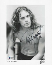 TED NUGENT SIGNED 8X10 PROMO PHOTO MOTOR CITY MADMAN ROCK ROLL BECKETT COA BAS