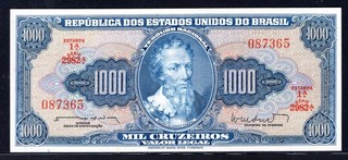 BRAZIL 1000 CRUZEIROS ND (1962) SERIES 2982A P173b