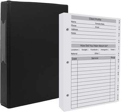 Client Record Book, Hair Stylist Client Profile Book-Binder and Client Record Ca