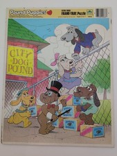 Pound Puppies Puzzle 1986 Extra Thick Frame Tray Puzzle City Dog Pound