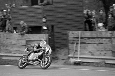 Tony Rutter tucks in behind the fairing of his Yamaha Transatlanti- Old Photo