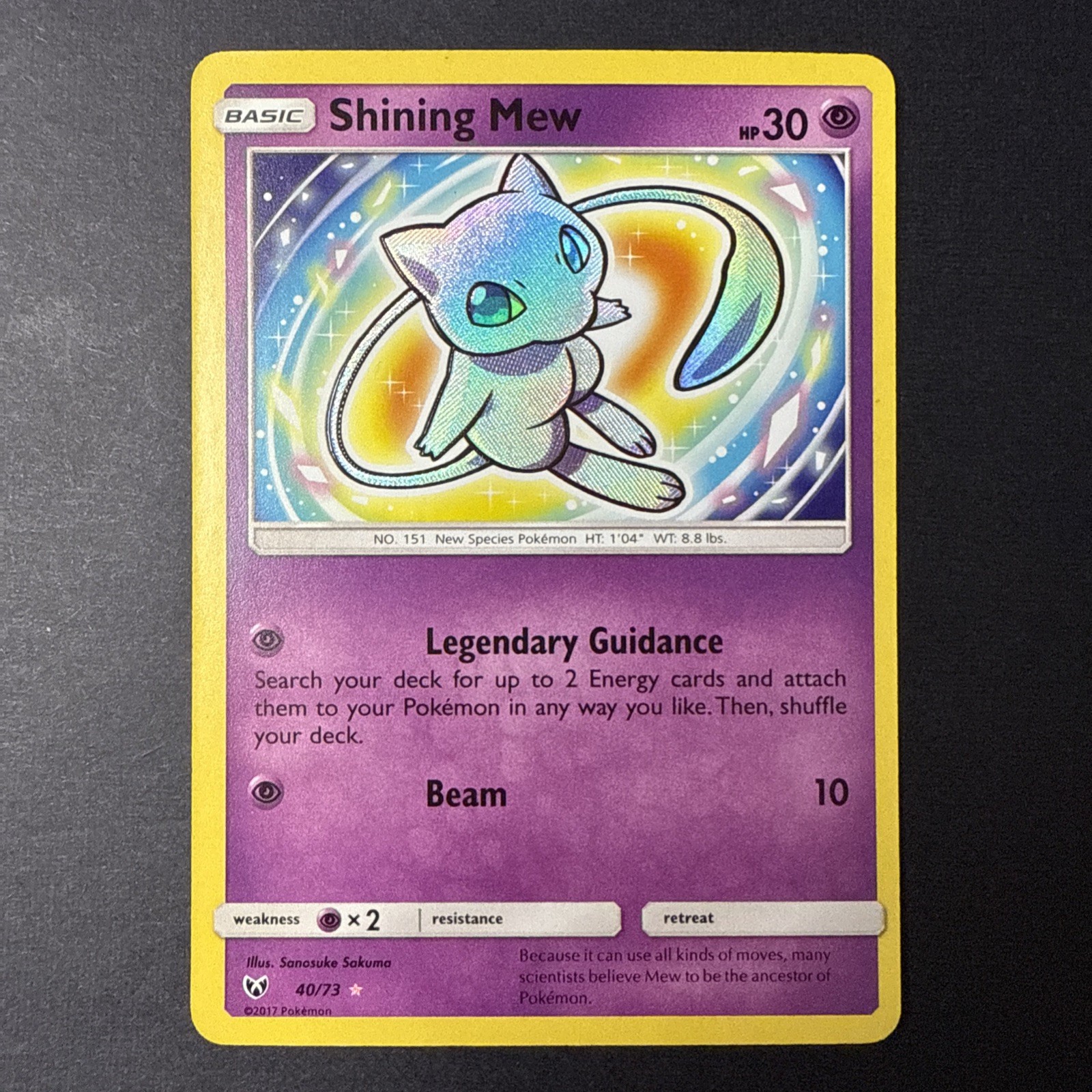 Pokémon TCG Shining Mew Holo Rare Card 40/73 Shining Legends (NM)